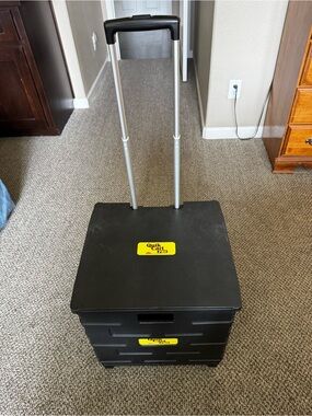 Quik Cart Pro - Black Collapsible Rolling Storage Tote with Telescoping Handle